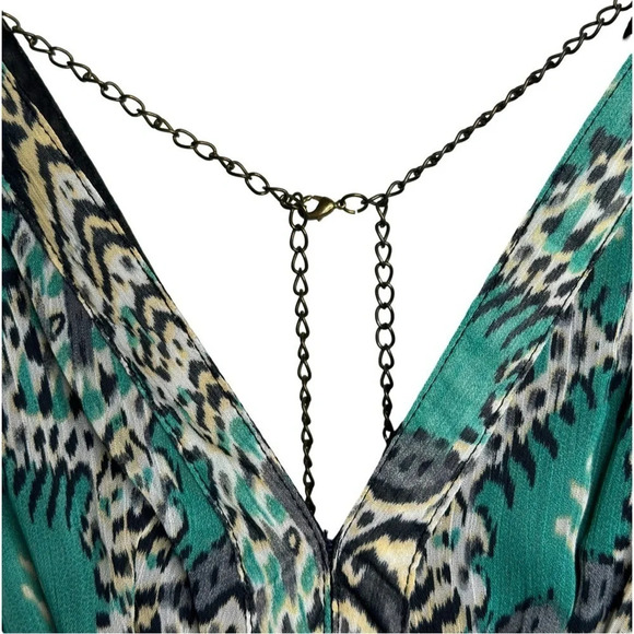 Arden Mini Fit & Flare Y2K Dress Black Green Unique Metal Straps Women’s… - Picture 11 of 13